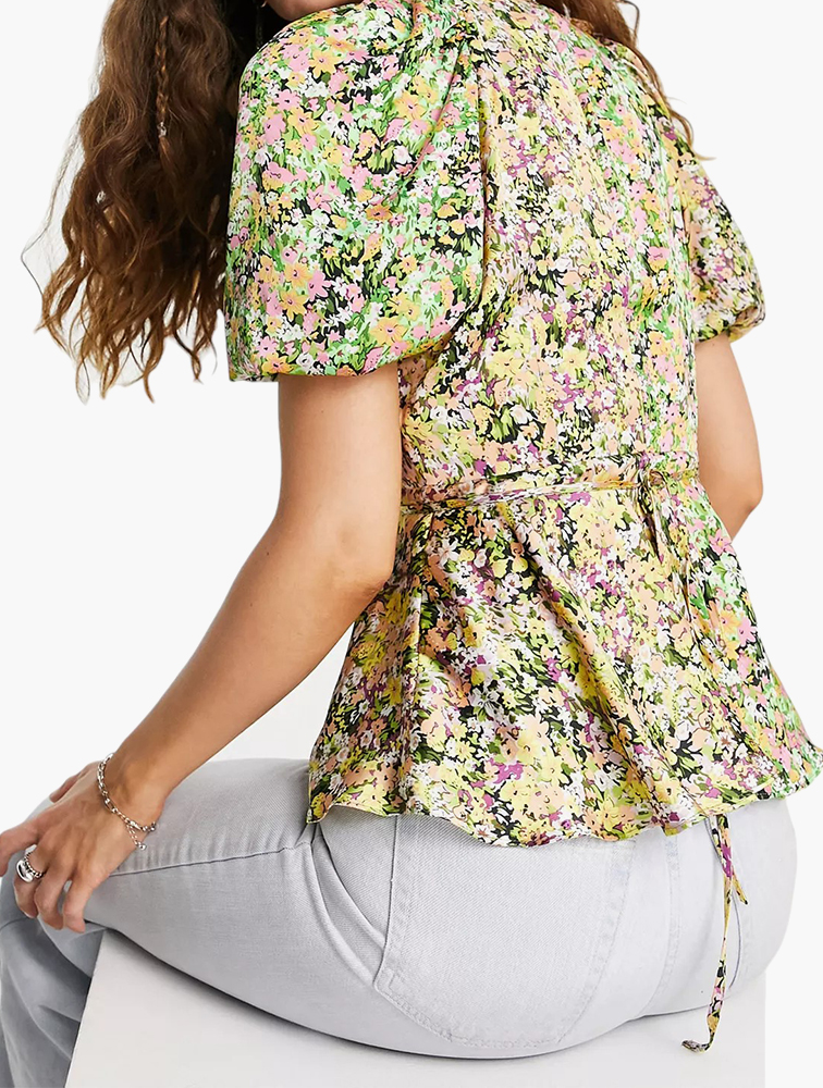 MyRunway | Shop TOPSHOP Multi Floral Print V-Neck Blouse for Women
